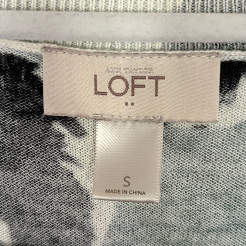 Loft Blue Leaf Pattern Cardigan - image 6